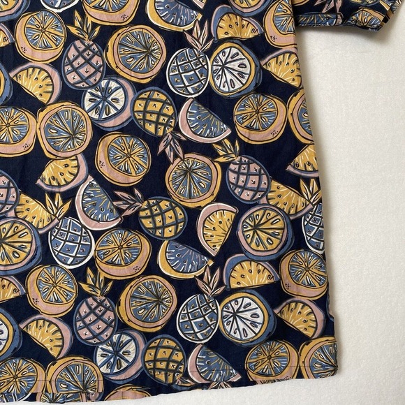 Junk Food Clothing Art Style Navy Pineapple Fruit Button Front Men Shirt Size L - Picture 14 of 16